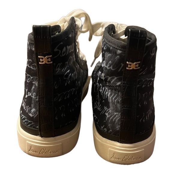 Sam Edelman Elba Black Swirl White Mesh High Lace Up Shoes Womens 9M - Picture 6 of 10